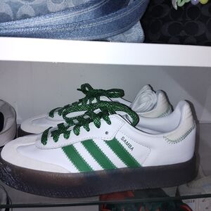 Adidas Samba White and Green Sneakers size 7 women